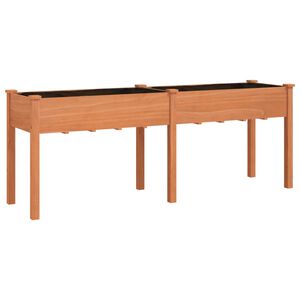 vidaXL Vaso/floreira c/ forro 203x53x76 cm abeto maci&ccedil;o castanho