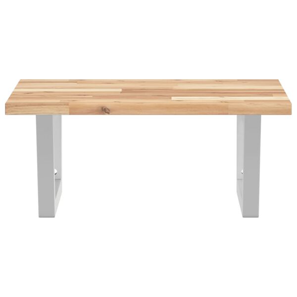 vidaXL Prateleira de parede p/ lavat&oacute;rio a&ccedil;o/madeira de ac&aacute;cia maci&ccedil;a