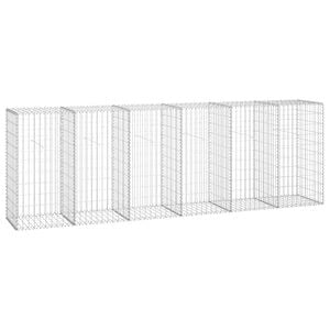 vidaXL Muro gabi&atilde;o com tampas a&ccedil;o galvanizado 300x50x100 cm