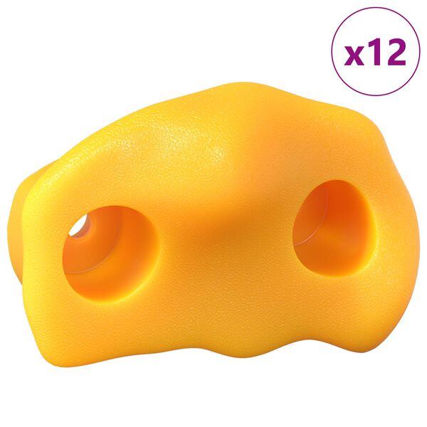 vidaXL Agarras de Escalada 12 pcs Amarelo 100 x 67 x 43 mm PP