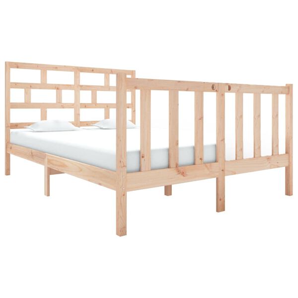 vidaXL Estrutura de cama pequena casal 120x190 cm pinho maciço