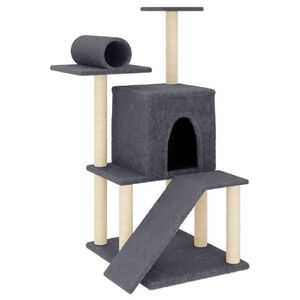 vidaXL &Aacute;rvore gatos c/ postes arranhadores sisal 110,5 cm cinza-escuro