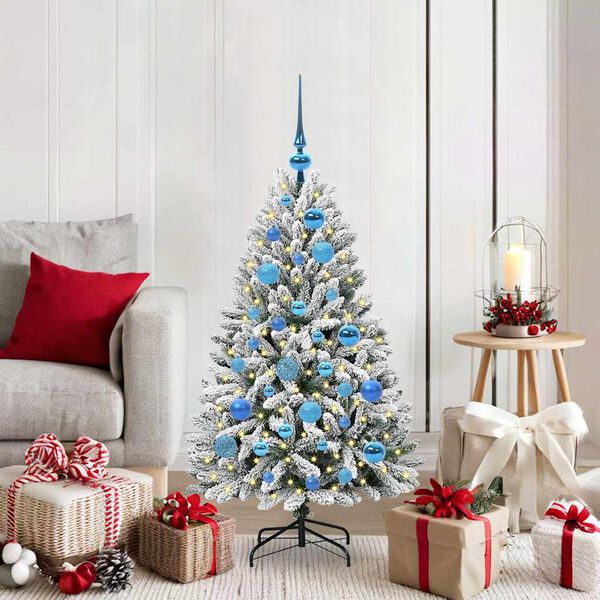 vidaXL &Aacute;rvore de Natal Artificial Verde e Branco 120 cm PVC e Metal
