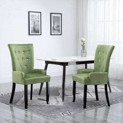 vidaXL Cadeira de jantar com apoio de braços veludo verde-claro