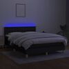 vidaXL Cama box spring c/ colch&atilde;o e LED 140x200 cm tecido preto