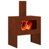 vidaXL Fire Pit Castanho 60 x 40 x 96 cm A&ccedil;o resistente &agrave;s intemp&eacute;ries