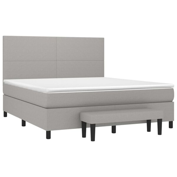 vidaXL Cama com molas/colch&atilde;o 180x200 cm tecido cinzento-claro