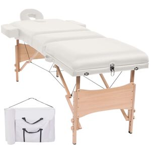 vidaXL Mesa de massagens dobr&aacute;vel 3 zonas 10 cm espessura branco