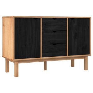 vidaXL Buffet OTTA Preto 113,5 x 43 x 73 cm Madeira de Pinho Maci&ccedil;a