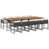vidaXL 11 pcs conjunto de jantar p/ jardim c/ almofad&otilde;es vime PE preto