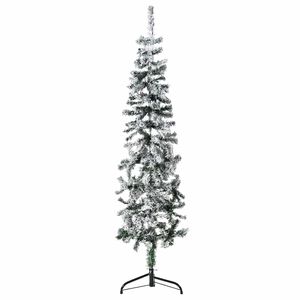 vidaXL Meia árvore de Natal fina com flocos de neve 150 cm