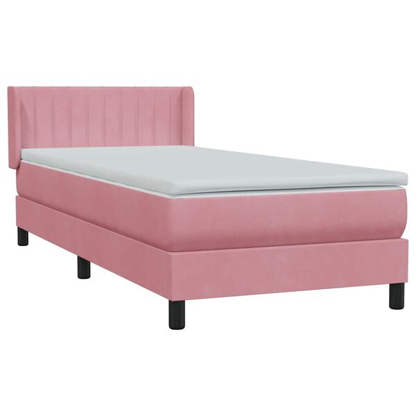 vidaXL Cama com molas/colch&atilde;o rosa 80x210 cm veludo