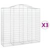 vidaXL Cestos gabi&atilde;o arqueados 3pcs 200x50x180/200cm ferro galvanizado