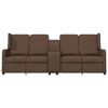vidaXL Sof&aacute; reclin&aacute;vel 4 lugares c/ suporte copos tecido castanho