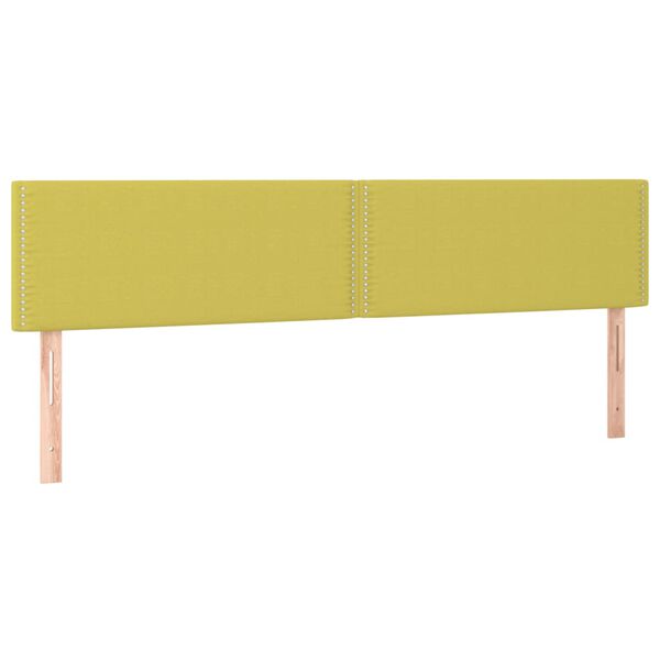 vidaXL Cabeceira de cama c/ luzes LED tecido 160x5x78/88 cm verde