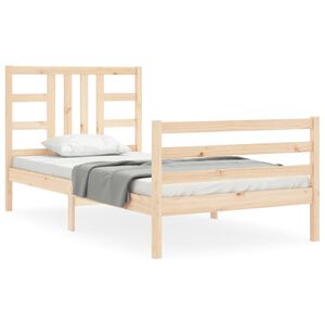 vidaXL Estrutura cama de solteiro c/ cabeceira madeira maci&ccedil;a