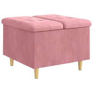 vidaXL Puff de armazenamento com almofada Rosa 60 x 60 x 45 cm Veludo
