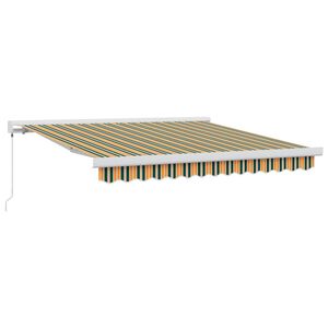 vidaXL Toldo retr&aacute;til Verde e Amarelo 300 x 250 cm Lona e Alum&iacute;nio