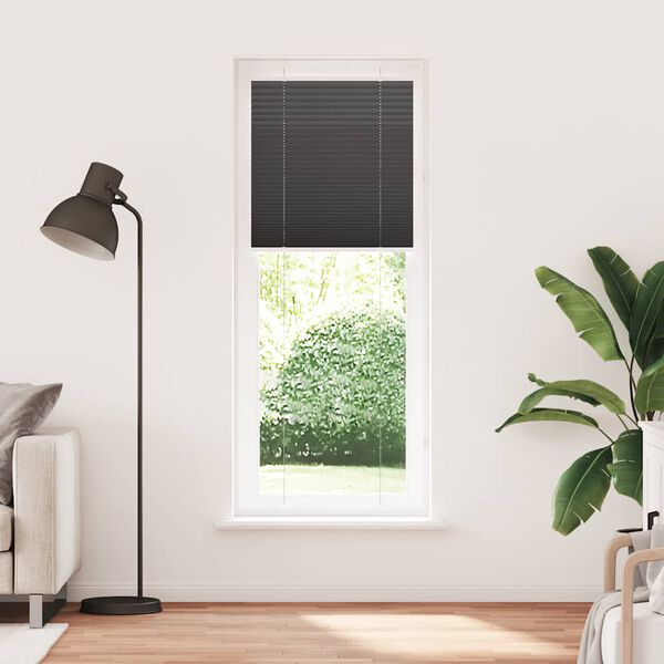 vidaXL Preto Plissada Cega 80x200 cm Largura Tecido 79,4 cm Poli&eacute;ster