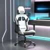 vidaXL Cadeira gaming massagens c/ apoio pés couro artif. Branco/preto