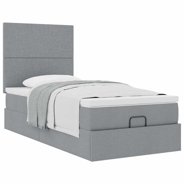 vidaXL Estrutura cama otomana colch&atilde;o 80x200 cm tecido cinzento claro