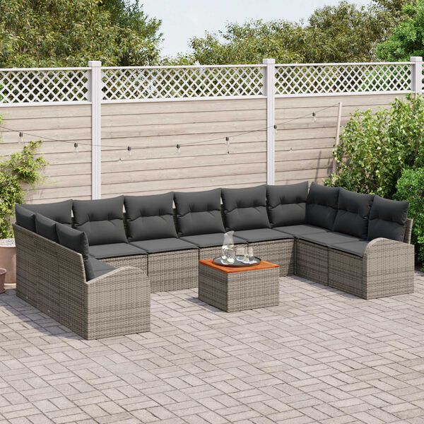 vidaXL Conjunto de Sof&aacute; de Jardim 11 pcs Cinzeto