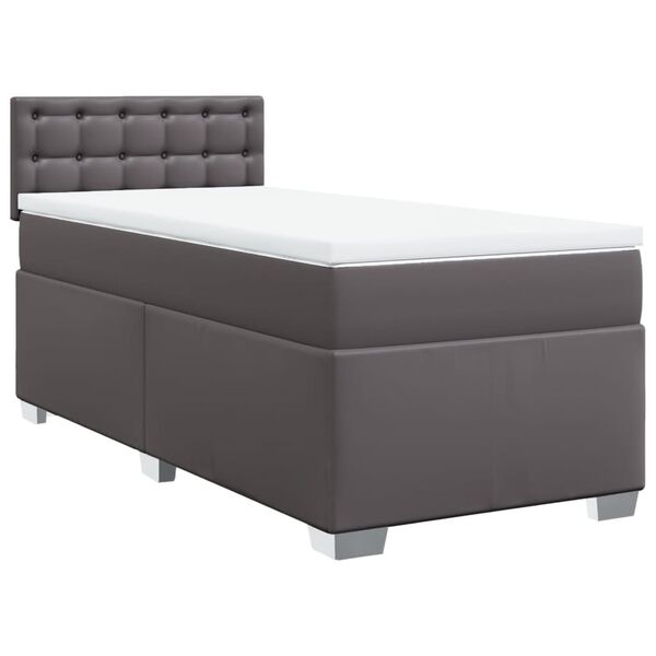 vidaXL Cama com molas/colchão 80x200 cm couro artificial cinza