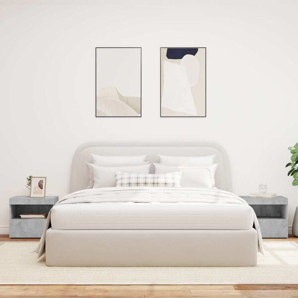 vidaXL Mesas cabeceira c/ luzes LED 2 pcs 50x40x45 cm cinza-cimento