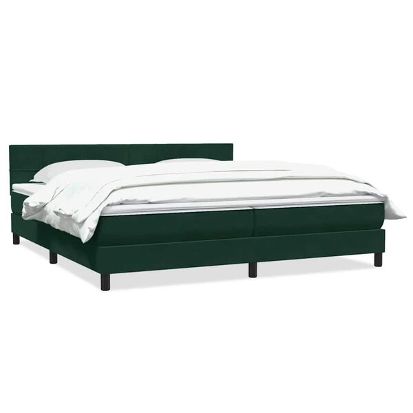 vidaXL Cama com molas/colch&atilde;o 180x220 cm veludo verde-escuro