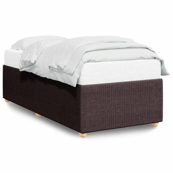 vidaXL Estrutura de cama sem colchão 90x190 cm tecido castanho-escuro