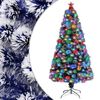 vidaXL &Aacute;rvore Natal artificial pr&eacute;-iluminada fibra &oacute;tica branco/azul