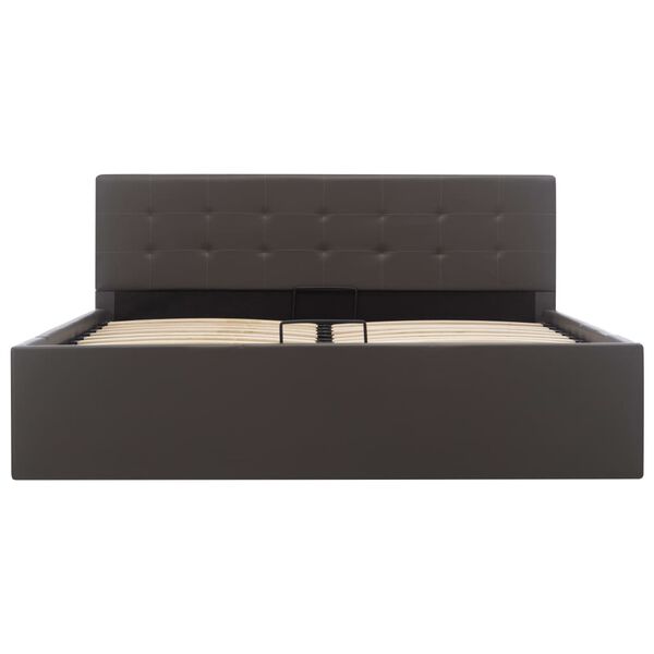 vidaXL Cama hidr&aacute;ulica c/ arruma&ccedil;&atilde;o 140x200cm couro artificial cinza