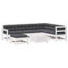 vidaXL 8 pcs conj. lounge de jardim c/ almofad&otilde;es pinho maci&ccedil;o branco