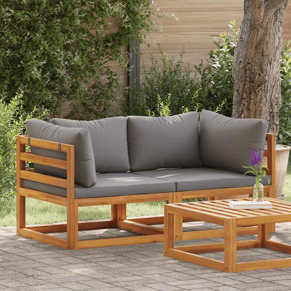 vidaXL Sof&aacute;s de canto seccionais c/ almofad&otilde;es 2 pcs cinzento-escuro