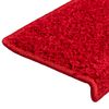 vidaXL Tapetes de escada 15 pe&ccedil;as 65x21x4 cm vermelho com borda retangular