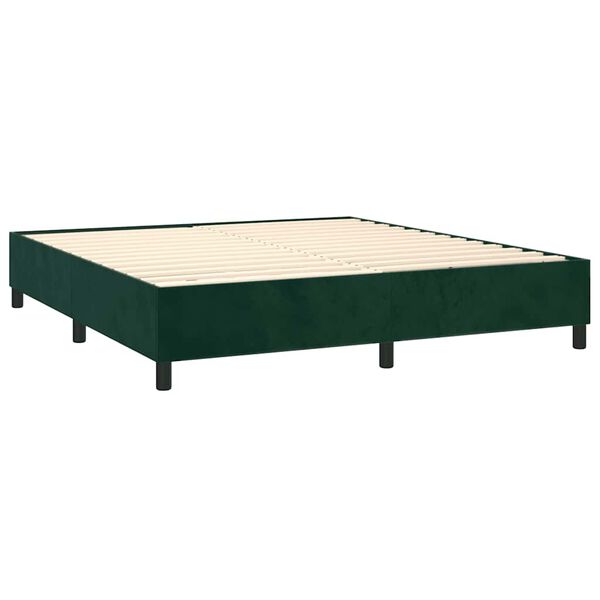 vidaXL Cama com molas/colch&atilde;o 180x200 cm veludo verde-escuro