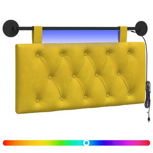 vidaXL Cabeceira suspensa Com luz LED Amarelo Veludo
