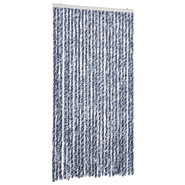 vidaXL Cortina anti-insetos 100x200 cm chenille azul e branco