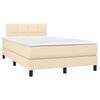 vidaXL Cama box spring c/ colch&atilde;o e LED 120x200 cm tecido cor creme