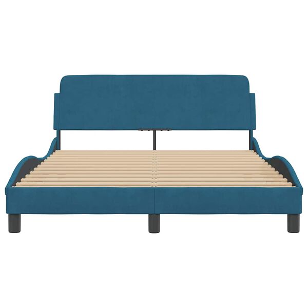vidaXL Estrutura de cama com cabeceira Dover 120x200 cm veludo azul