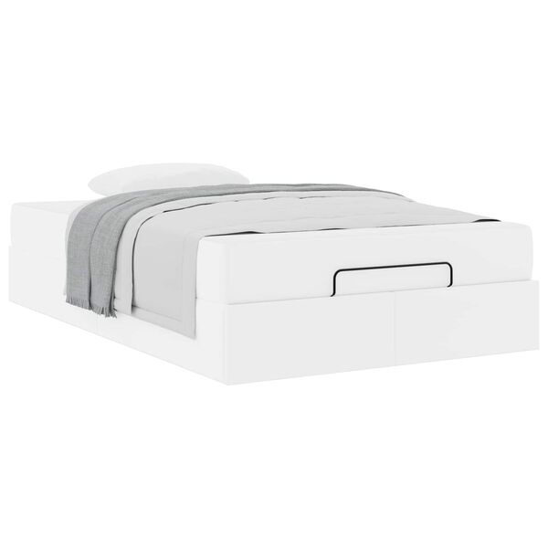vidaXL Estrutura de cama com colch&atilde;o com colch&atilde;o 2 pcs Branco PVC