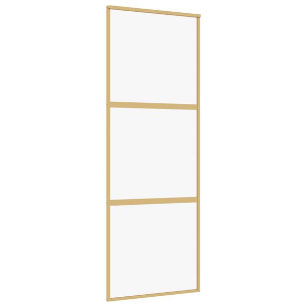 vidaXL Porta deslizante 76x205 cm vidro ESG/alumínio dourado