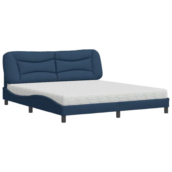 vidaXL Cama com colch&atilde;o Hvar 180x200 cm tecido azul