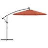 vidaXL Guarda-sol cantilever de jardim luzes LED/poste a&ccedil;o terracotta