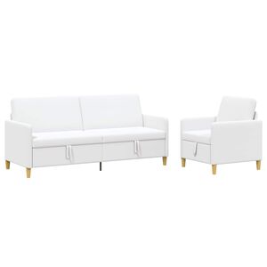 vidaXL Conjunto de Sof&aacute; com Armazenamento 2 unid. Branco Poli&eacute;ster