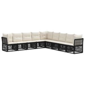 vidaXL Conjunto de Sof&aacute; de Jardim 9 pcs Preto vime PE