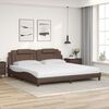 vidaXL Cama Viana com colch&atilde;o 200x200 cm couro artificial castanho
