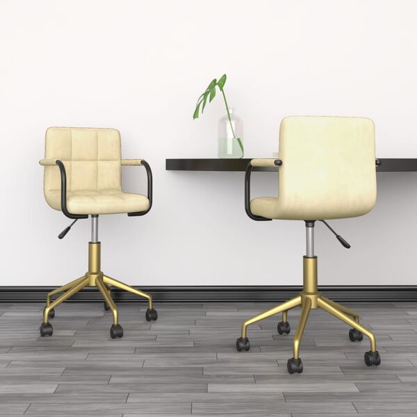 vidaXL Cadeiras de jantar girat&oacute;rias 2 pcs veludo cor creme