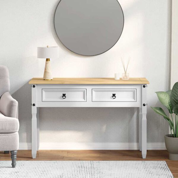 vidaXL Mesa de apoio com gaveta Branco 115 x 46 x 73 cm