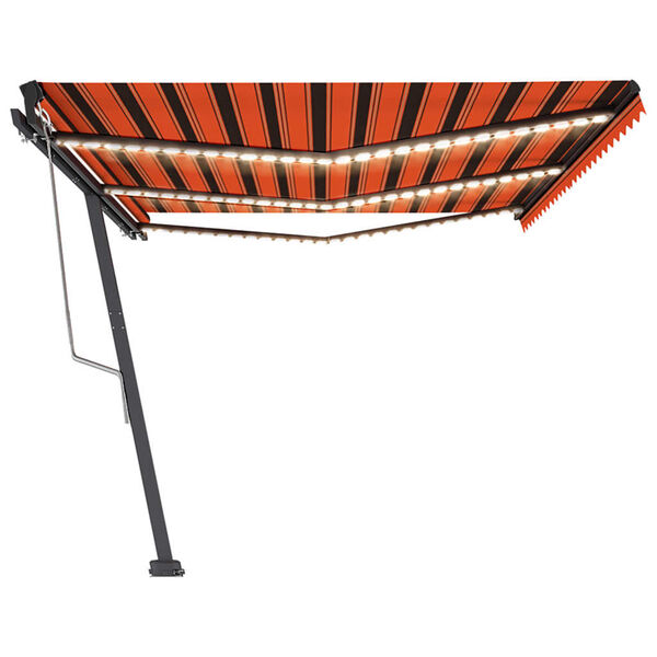 vidaXL Toldo autom. LED e sensor de vento 600x350 cm laranja /castanho